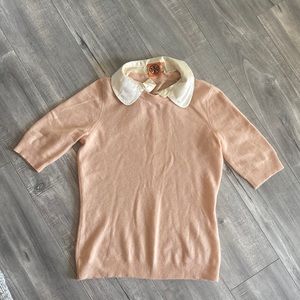 Tory burch Small 100% cashmere sweater with silk collar